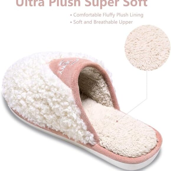 Cozy Fuzzy Slippers for Women Indoor and Outdoor Non Slip Memory Foam House Shoe - Picture 3 of 6